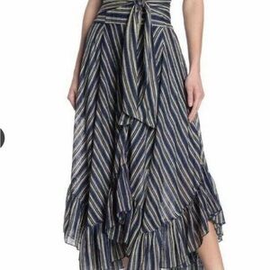 Free People Asymmetrical Black and Cream Skirt